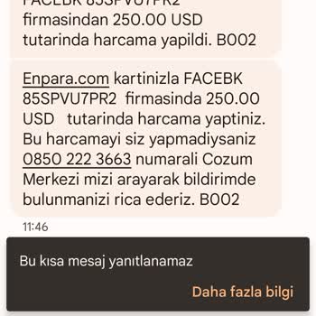 Enpara Kredi Kartımdan 250 Dolar Çekilmiş.