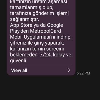 Metropol Card Mesajı