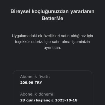 Betterme Para İadesi Almak İstiyorum