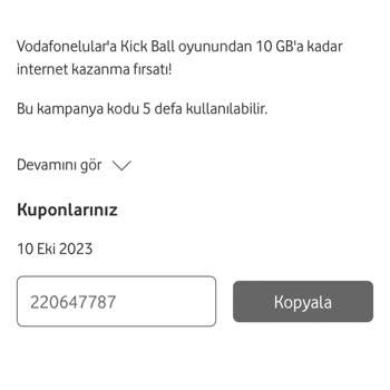 Vodafone Kick Ball Oyunu Kod Yok