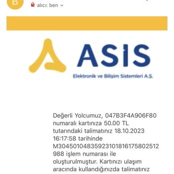 Asis Elektronik Asis Üzerinden Otobüs Yolcu Kartıma 50 Lira Yüklemem Kartıma Geçmedi