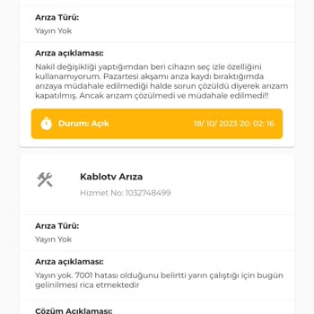 Kablo TV Arıza Kaydını Yanlış Beyan İle Kapatması