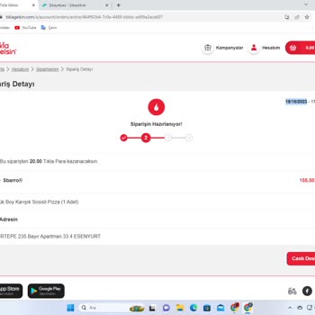 Tıkla Gelsin Siparişim İptal Oldu Para İade Edilmedi.