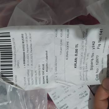 Köfteci Yusuf Hesaplı Kasap Ataşehir Şubesi Eksik Sipariş