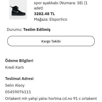Elsportico Dan Alınan Nike Ayakkabı Yerine Başka Bir Ayakkabı Gelmesi