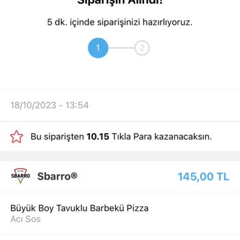 Sbarro Sistemsel Aksaklık Nedeni İle Ücretimin Geri Ödenmemesi