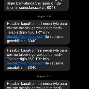 Midas Paramı Çekemiyorum Yardımcı Olun