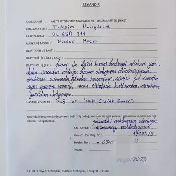 Dailydrive Benden Kaynaklı Olmayan Hasar İçin Fahiş Para Talep Ediyor