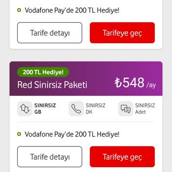 Vodafone Yüksek Tarife Teklifleri
