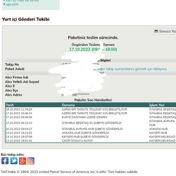 UPS Türkiye Teslim Edilemeyen Kargo