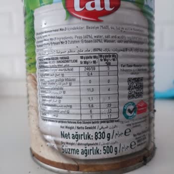 Tat Konserve Bezelye Pişmemesi