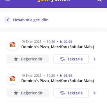 Merzifon Domino's Pizza Sipariş İptalleri