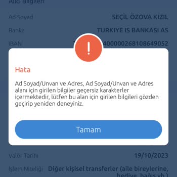 Yapı Kredi SWİFT Hatası AD/ADRES Özel Karakter İçeriyor Hatası