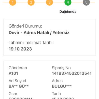 A-101'den Aldığım Ürünü Bir Gün De Kargo Firmasıyla Teslim Edilecekti Fakat Ne Gelen Var Ne Giden!