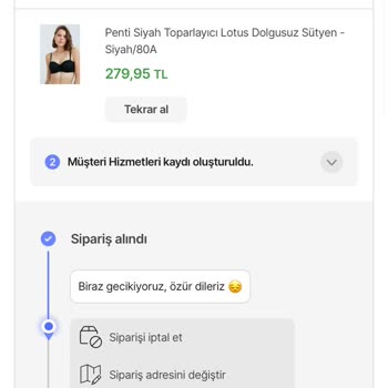 Penti Siparişim Kargoya Verilmedi
