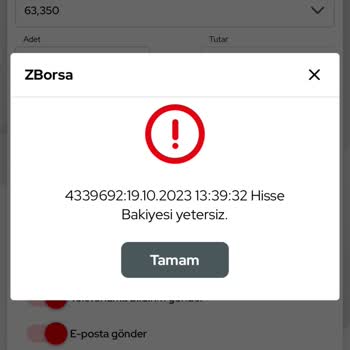 Ziraat Bankası Ziraat Borsada Hisse Satışı Yapamıyorum, Bakiye Yetersiz Uyarısı!