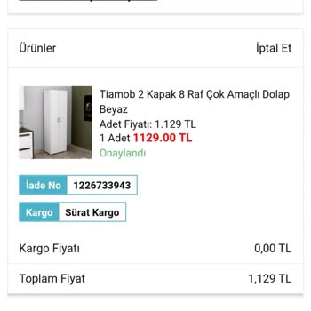 A-101 Gönderilmeyen Ürün