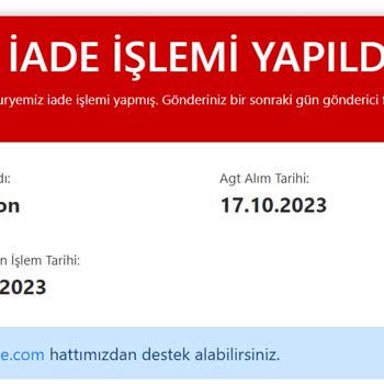 AGT Kurye (aynigunteslim.com) Siparişimi İade Etti, Param Geri Yatırılmadı