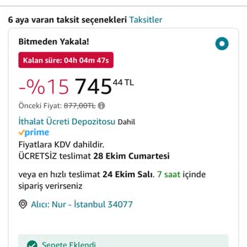 Amazon Sepette Ücret Farkı Çıkması