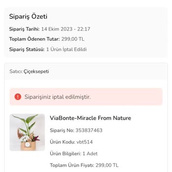 Viabonte Çiçek Sepeti Siparişlerini Asla Yollamıyor