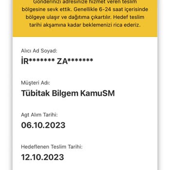 AGT Kurye (aynigunteslim.com) Tübitak Kamusm Den Gönderilen Elektronik İmzam 1 Haftadır Teslimat Şubesinde Bekletiliyor