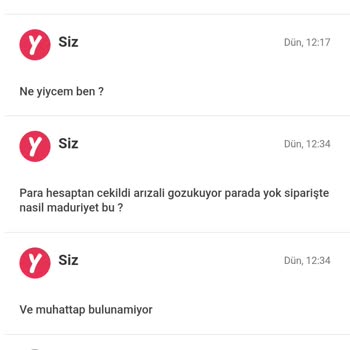 Yemek Sepeti Online Sipariş Para Hesaptan Çekildi Ürün Gelmedi