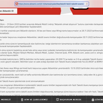 Akbank %0 Faizli Taksitli Nakit Avans Kampanyası Mağduru