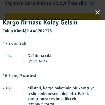 Kolay Gelsin Ve Amazon Kargomu Teslim Etmiyor