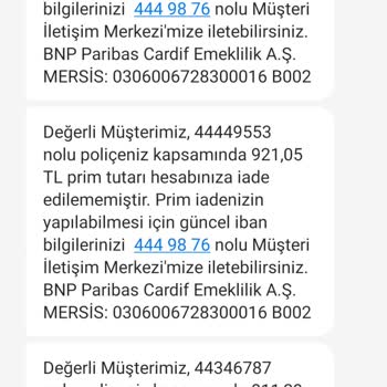 BNP Paribas Cardif Emeklilik A. S Para İadesi