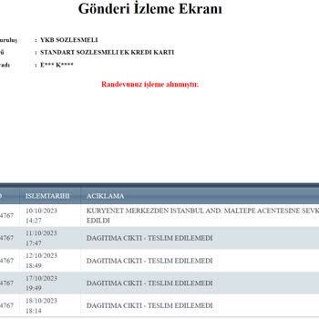 Kuryenet Maltepe Şubesi: Kredi Kartını 10 Gündür Getiremiyor!