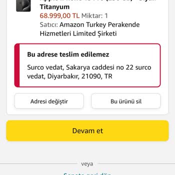 Amazon Bu Adrese Teslim Edilmez Diyor