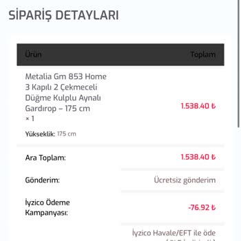 İyzico Baybahcem İnternet Sayfası Üzerinden Yaptığım Siparişle İlgili Sorun