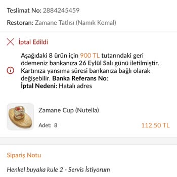 Trendyol Yemek - Para İadesi Problemi