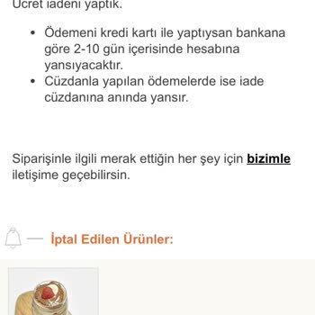 Trendyol Yemek - Para İadesi Problemi