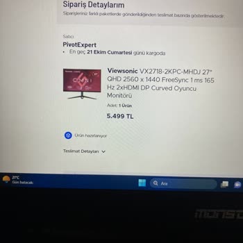 Teknosa İnternet Alışverişinde Verdiğim Sipariş
