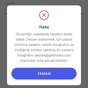 Midas Şifremi Unuttum Ve Hesabım Bloke Oldu