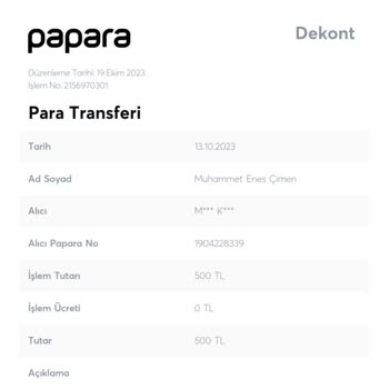 Papara Para Hesabıma Yatmadı