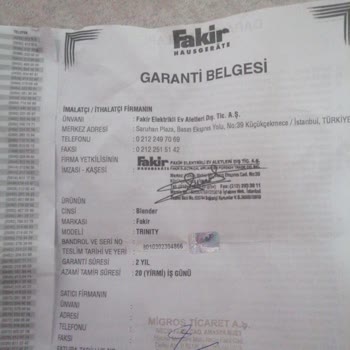 Fakir Ev Aletleri Mutfak Robotu Arızası