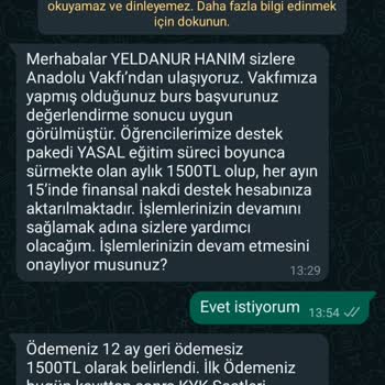 Anadolu Vakfı Burs İçin Kimlik Bilgilerim Alındı Ve Papara