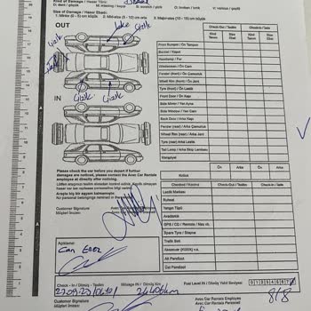 Avec rent a car Arç Kiralama, Sonradan Hasar Tespiti