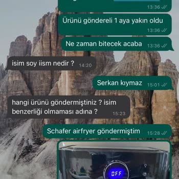 Schafer Airfryer Ürünüm Başka Birinin Ürünü İle Değiştirildi