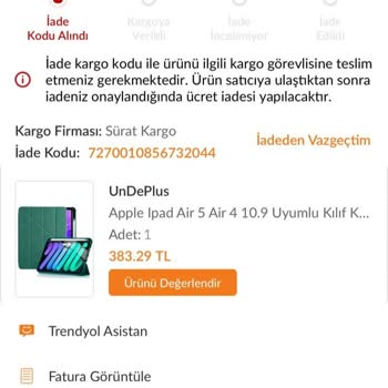 Trendyol Kargonun Eksik Gelip Para İadesi Yapılmaması