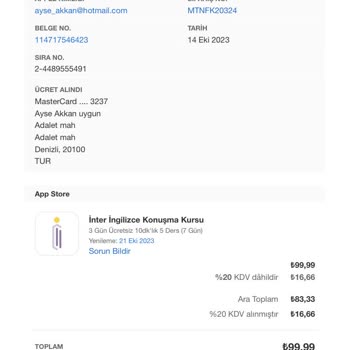 İnter İngilizce Deneme Dersleri Ücretlendirme Sorunu