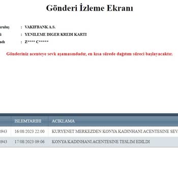 VakıfBank Kredi Kartımın Kuryenet Tarafından 2 Aydır Teslim Edilmemesi