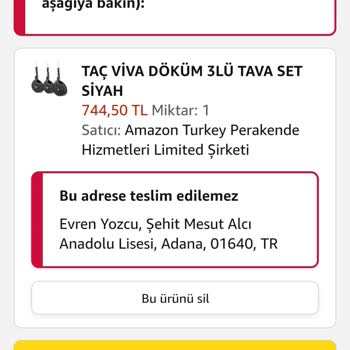 Amazon Da Sipariş Verememe