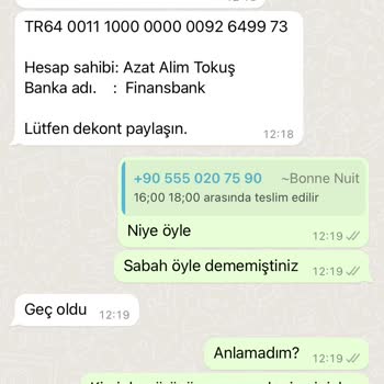 Bonne Nuit İletişim Sorunu Sipariş Teslimatı Sorunu Şikayet!