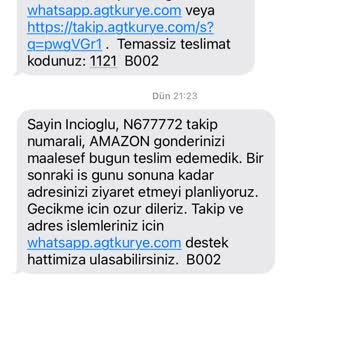 AGT Kurye'nin Kargo Dağıtımı Hakkında Şikayetim