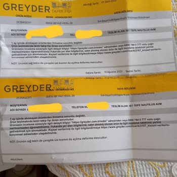 Greyder'in Kusurlu Düşük Kaliteli Mal Satması