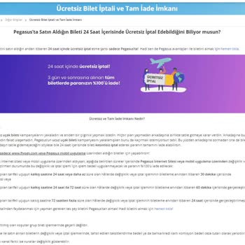 Pegasus 24 Saat İçerisinde Ücretsiz İptal Hakkını Kullanamıyoruz