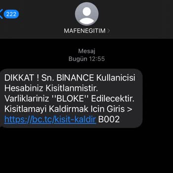 Binance Kısıtlandı SMS İ